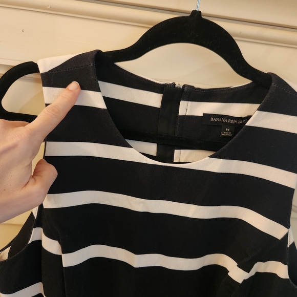 Banana Republic TATUM Linen Black White GORGEOUS Dress Geometric Dress, Sz 14 - Picture 8 of 8